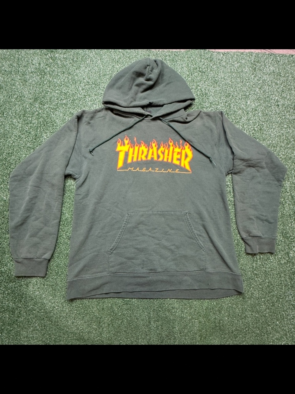 Thrasher Skateboarding Hoodie Mens Size S Green Pullover